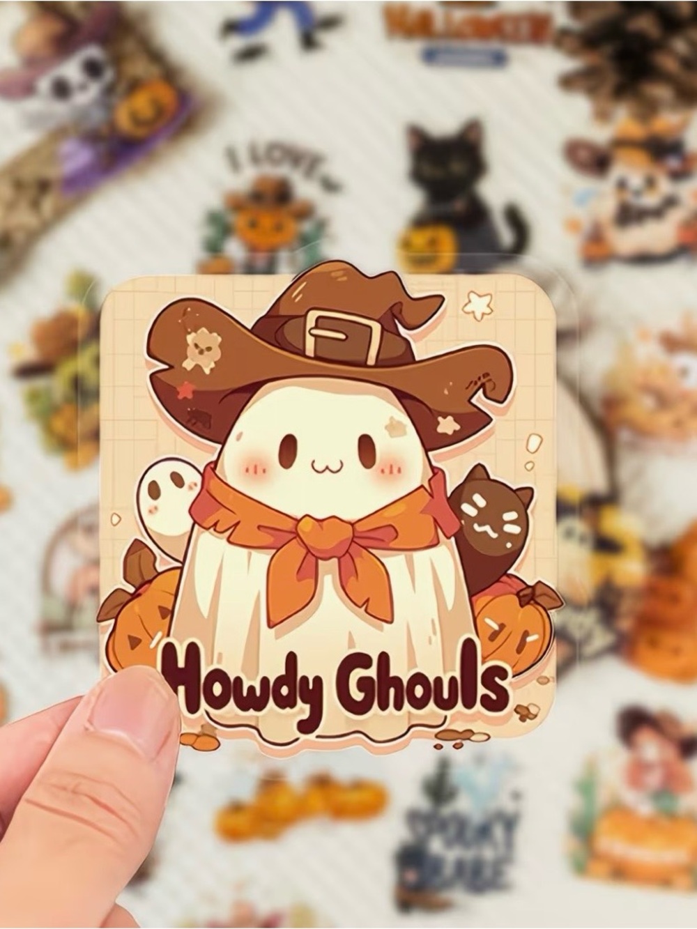 56 Western Halloween Stickers Cowboys & Cowgirls Cactus Pumpkins Ghost Boots - Picture 7 of 16
